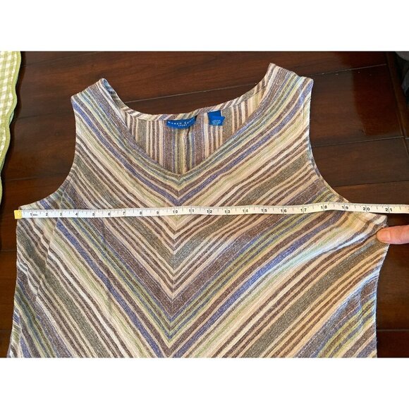 Karen Scott Vintage Womens Sleeveless Linen Blend V-Neck Midi Dress Size Large - Picture 10 of 15